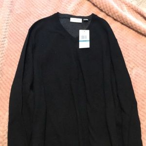 NWT Calvin Klein thin merino wool sweater black